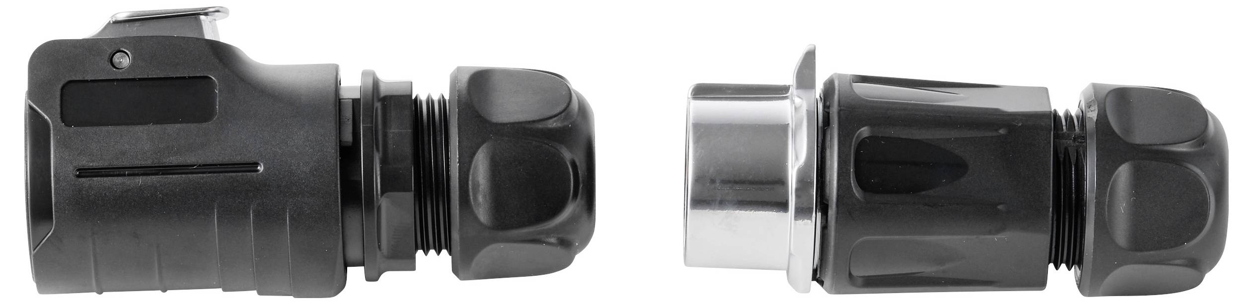 Deux colliers de passage de câbles noirs présentés côte à côte, avec un modèle noir et un modèle avec une base filetée métallique.