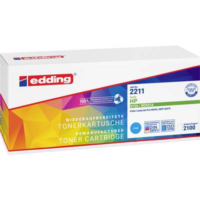 Emballage pour une cartouche de toner réusinée edding, marquée « edd-no 2211 » pour imprimantes laser couleur HP 415A/2031A, avec un rendement de 2100 pages.