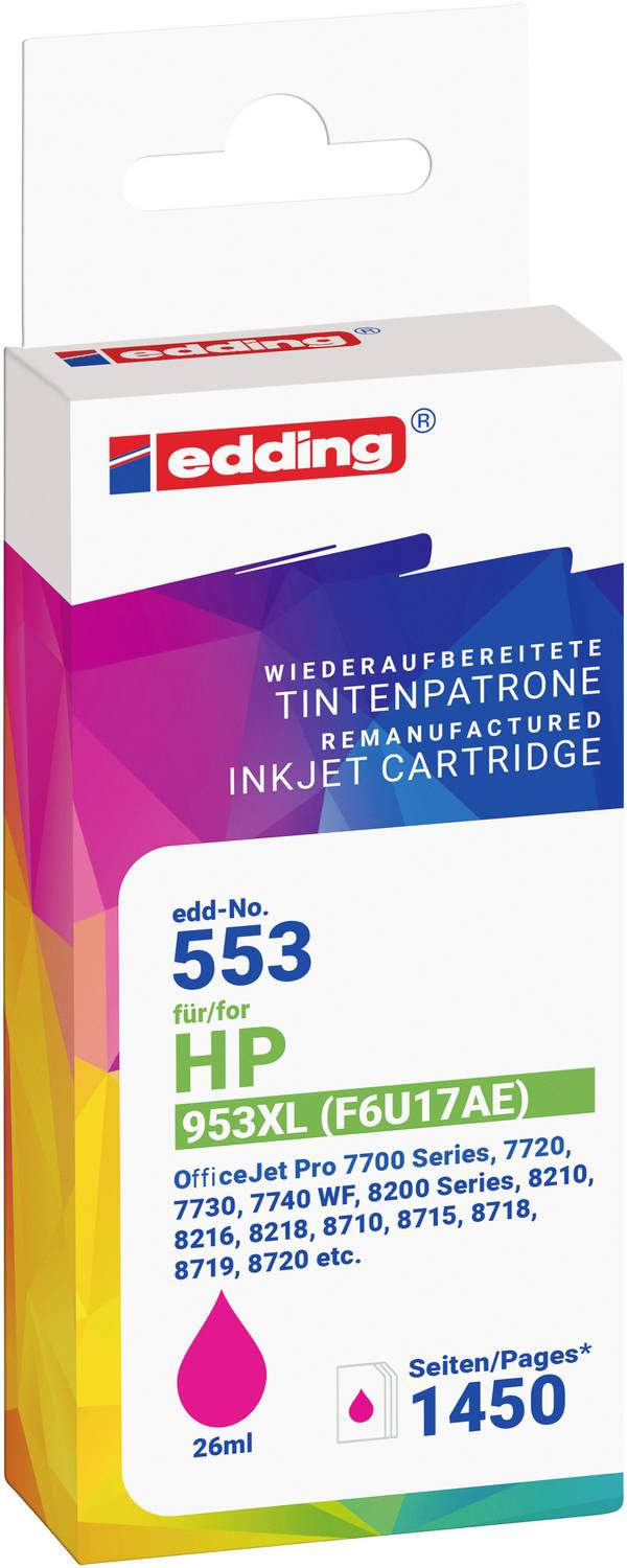 Edding Encre remplace HP 953XL (F6U17AE) compatible  magenta EDD-553 18-553
