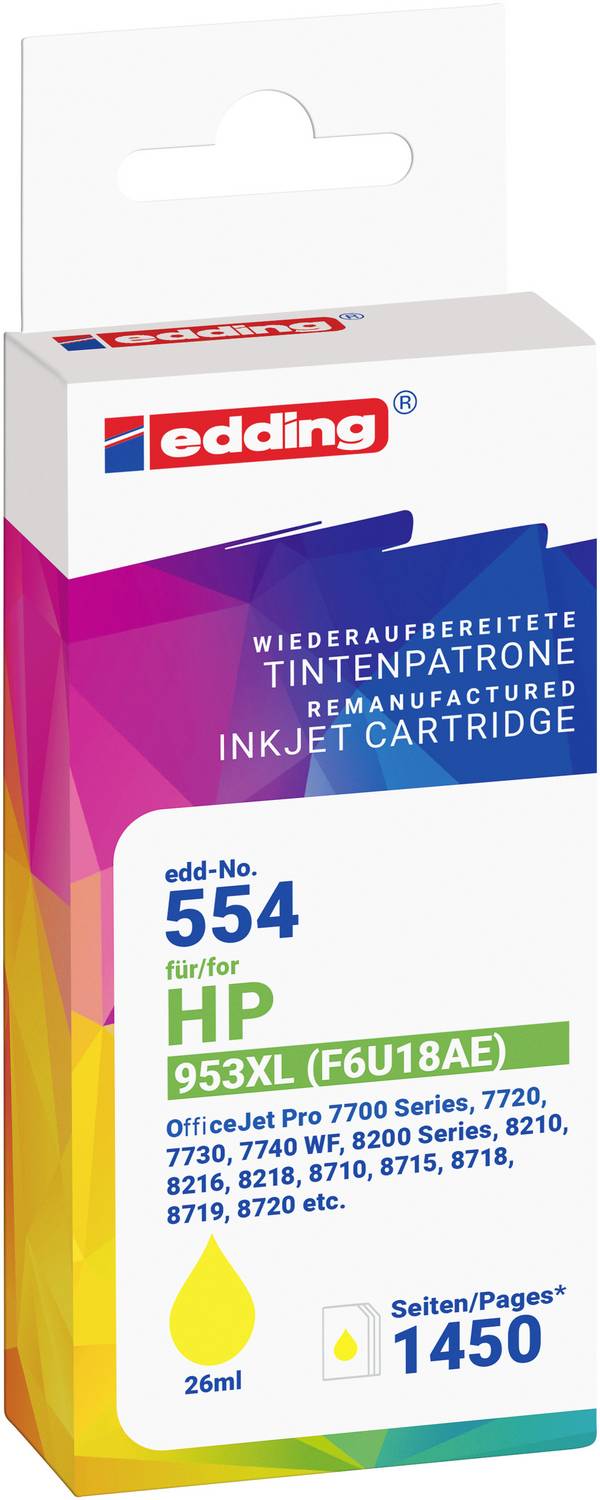 Edding Encre remplace HP 953XL (F6U18AE) compatible  jaune EDD-554 18-554