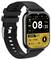 Montre intelligente carrée noire avec bracelet noir affichant un cadran de montre de fitness jaune et noir, heure numérique 08:35, date 2020-09-23, pas, miles et calories.