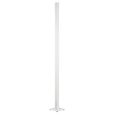 Poteau blanc rectangulaire et haut ou luminaire sur une base carrée, présenté dressé verticalement contre un arrière-plan uni.