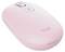 Souris d'ordinateur sans fil rose avec molette de défilement et logo Trust sur le dessus