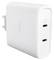 Chargeur mural blanc avec broches EU et deux ports USB-C, marqué « Trust » sur l'avant.
