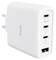 Adaptateur secteur White Trust avec deux broches de prise, trois ports USB et un port USB-C à l'avant.