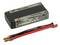 Batterie en polymère de lithium 7,6V 1400mAh compacte noire et verte avec câble d'alimentation rouge et noir attaché et connecteur.