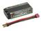 Batterie LiPo noire 6500mAh 3.7V avec câble adaptateur rouge et noir sur fond blanc.