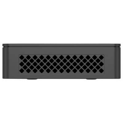 Vue de face d'un petit appareil rectangulaire noir avec une grille de ventilation à motif losange centrée et des coins arrondis.