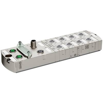 Manifold de soupapes pneumatiques industrielles avec plusieurs modules de soupapes électromagnétiques et connecteurs sur un fond blanc.