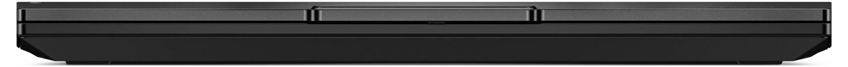 Un mince ordinateur portable noir présenté fermé en vue de côté, mettant l'accent sur son profil fin et son couvercle supérieur.