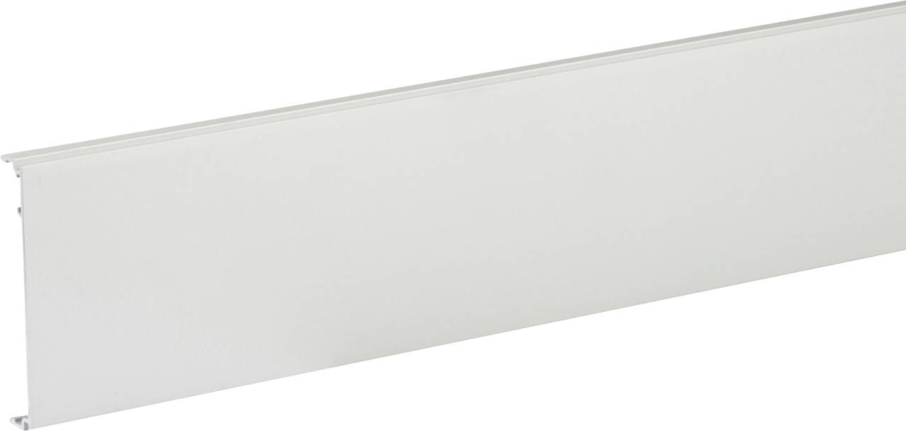 Panneau ou tableau blanc rectangulaire allongé montré en angle sur un fond uni.