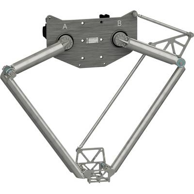 Assemblage de liaison mécanique avec deux points de pivot supérieurs étiquetés A et B, reliés par des bras inclinés formant un cadre triangulaire.