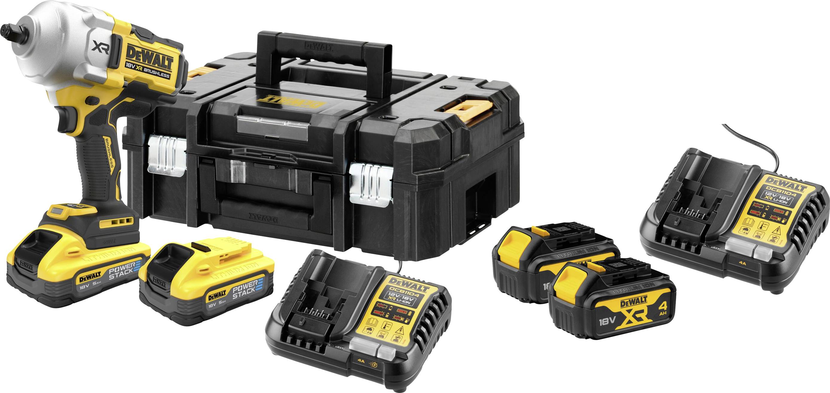 DEWALT DCF961H2T-QW+DCB1104M2-QW Clé à chocs sans fil 135 tr/min, 1.220 tr/min, 1.626 tr/min, 1.496 tr/min 18 V 5.0 Ah L-0