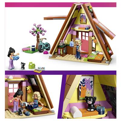 Un enfant jouant avec un ensemble de construction de petite maison en jouet ; le texte de l'image indique « Ensemble de construction de petite maison en jouet pour le jeu créatif » et affiche 9+ et 1229 pièces.