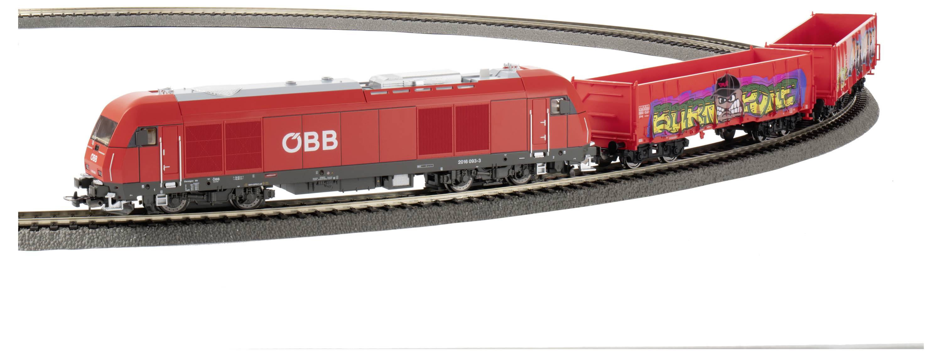 PIKO 57033 H0 Start-Set Kids Train de marchandises Rh 2016 ÖBB avec deux wagons de marchandises ouverts Eaos-4