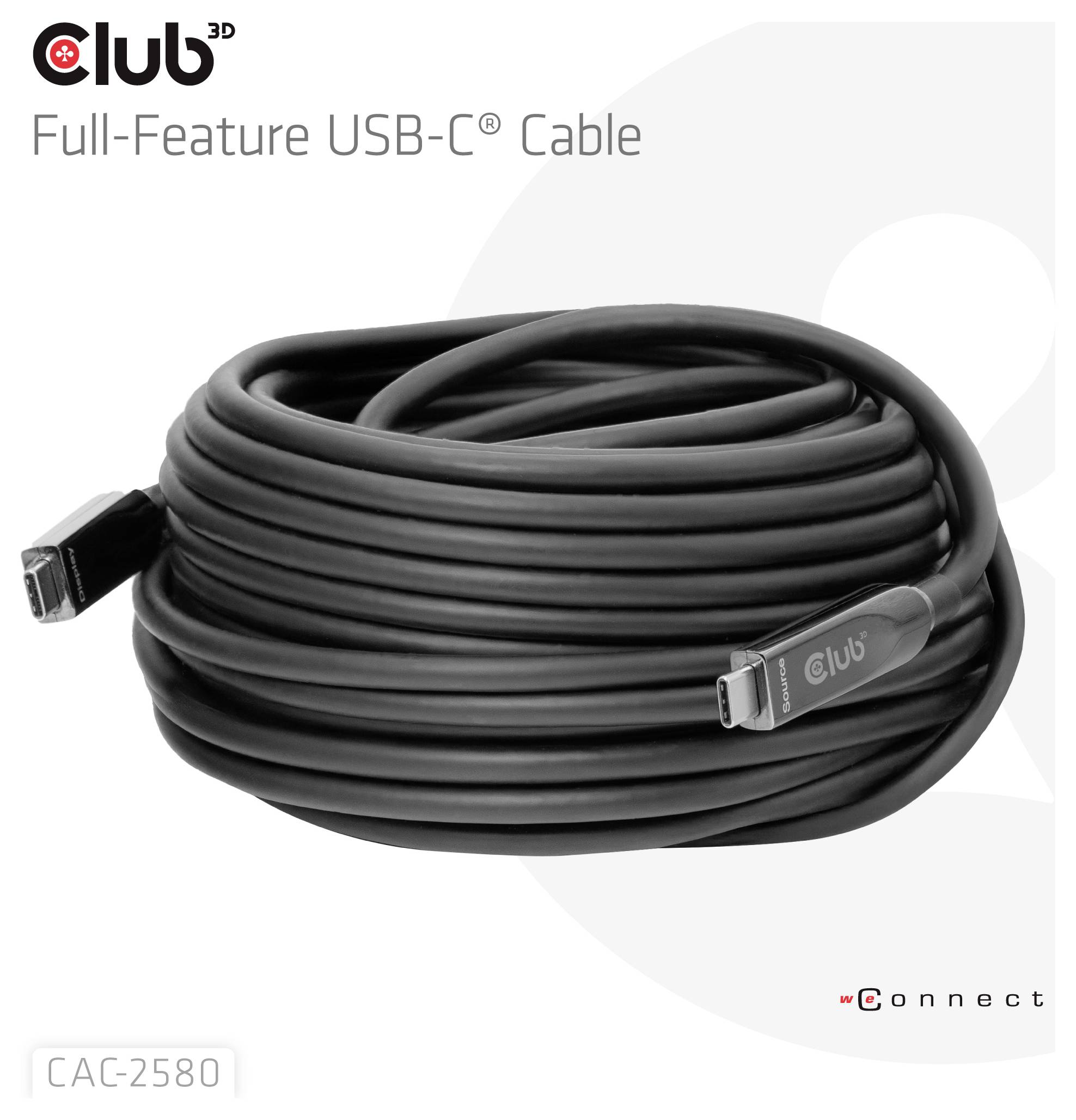 club3D Câble USB-C USB-C® mâle 15 m noir CAC-2580-1