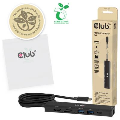 club3D CSV-2555 Hub USB 7 ports USB-A, RJ45, HDMI™, microSD, SD, USB-C® (avec Power Delivery) noir-4