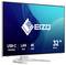 Image produit d'un moniteur EIZO 32 pouces 4K UHD avec fonctionnalités d'accueil USB-C et port LAN affichées à l'écran.