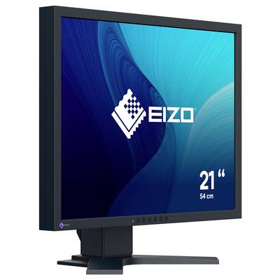 Image produit EIZO moniteur 21 pouces avec écran bleu de marque et étiquette de taille « 21" 54 cm ».
