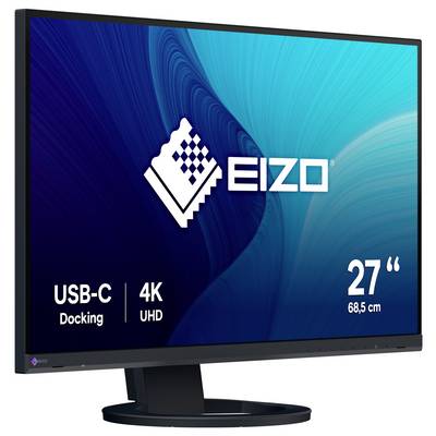 Moniteur EIZO 27 pouces 4K UHD avec station d'accueil USB-C, présenté sur une image de produit.