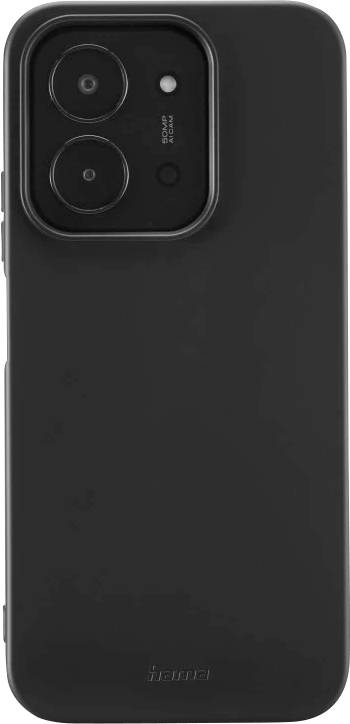 Étui de smartphone noir avec une grande découpe surélevée pour double appareil photo et petite ouverture pour flash en haut à gauche.