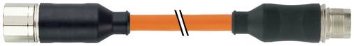 Câble orange avec connecteurs noirs aux deux extrémités, présenté horizontalement avec une rupture en double barre oblique au milieu.