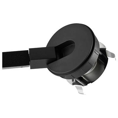 Luminaire de plafond encastré noir avec anneau de finition rond et boîtier intérieur ajustable.