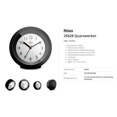Mebus 25628 à quartz Réveil noir-0