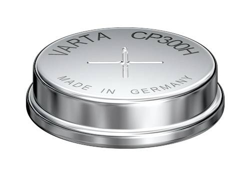 Une batterie bouton VARTA CP30H en argent portant l'étiquette « MADE IN GERMANY ».