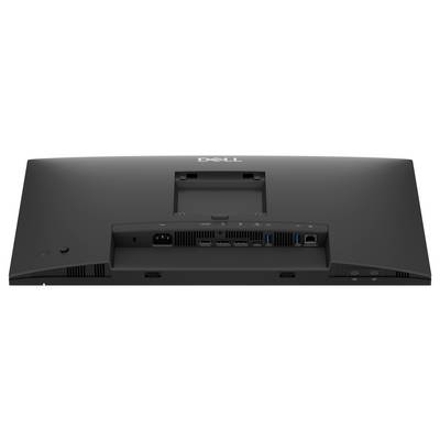Vue arrière d'un moniteur de bureau Dell sur un support, montrant le panneau arrière, la colonne de support centrale et la base.