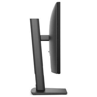 Vue latérale d'un moniteur d'ordinateur noir sur un pied.