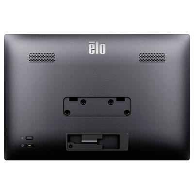 Vue arrière d'un moniteur tactile Elo avec grilles de ventilation, support de montage et boutons d'alimentation/de contrôle.