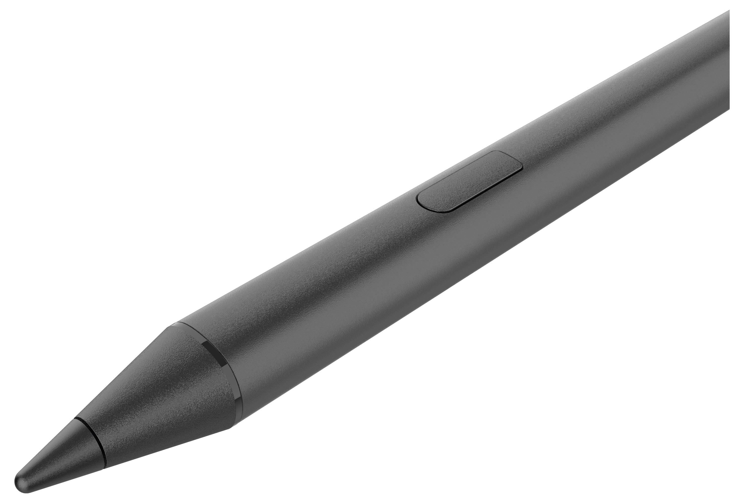 Stylet noir avec embout effilé et bouton latéral, présenté sur fond blanc.