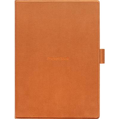 Liseuse Orange PocketBook avec une couverture unie et un onglet latéral, présentée fermée sur un fond blanc.