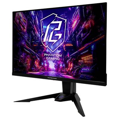 Moniteur informatique BenQ affichant un gros plan d'un visage et d'un œil avec des graphiques d'interface translucides sur l'écran.