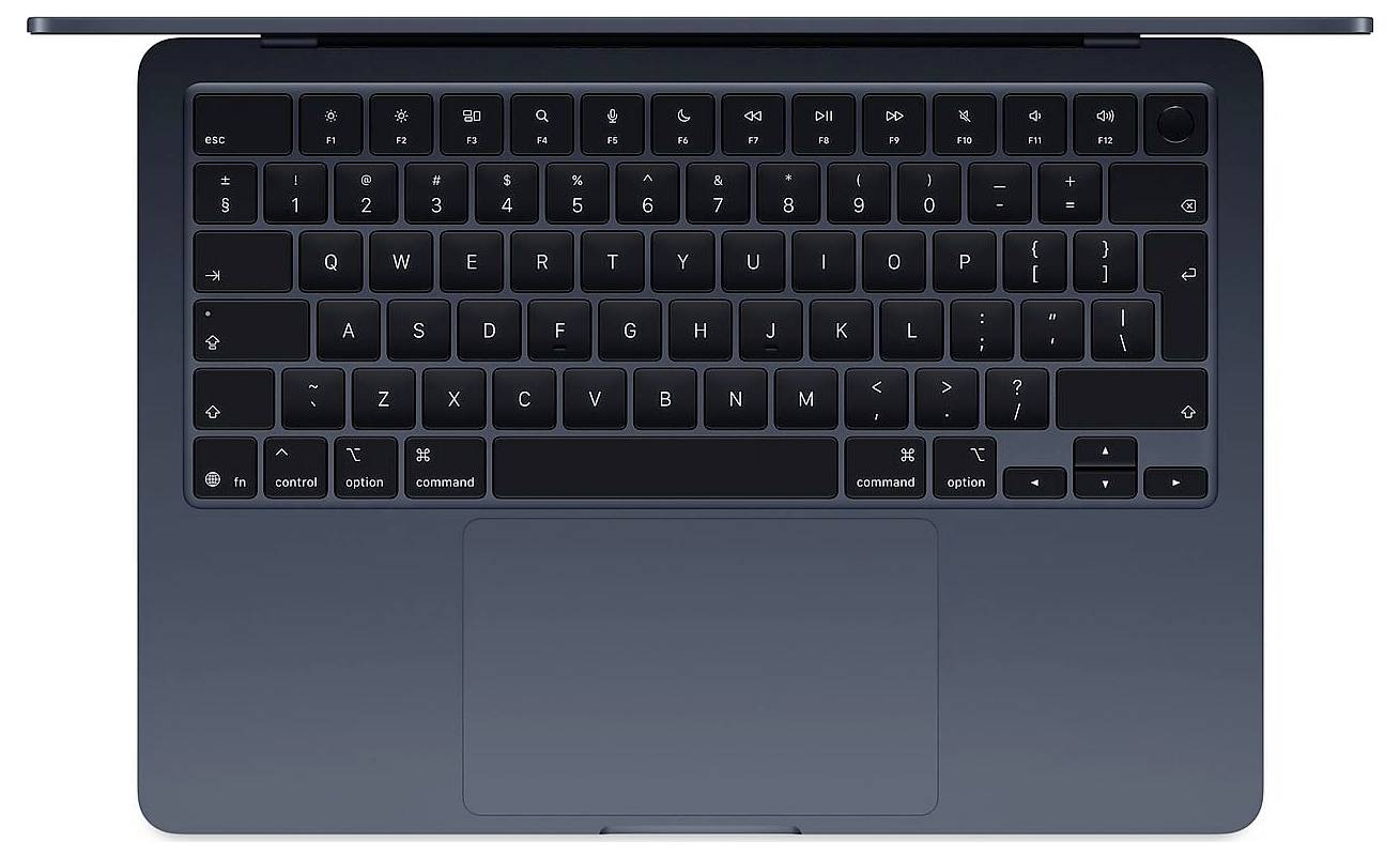 Vue de dessus d'un ordinateur portable gris avec un clavier noir et un grand pavé tactile.