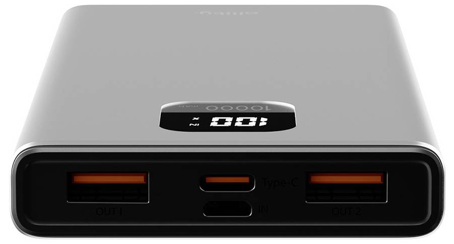 Allity APB-100 Powerbank (batterie supplémentaire) 10000 mAh Quick Charge, Power Delivery LiPo USB-C®, USB-A gris-1
