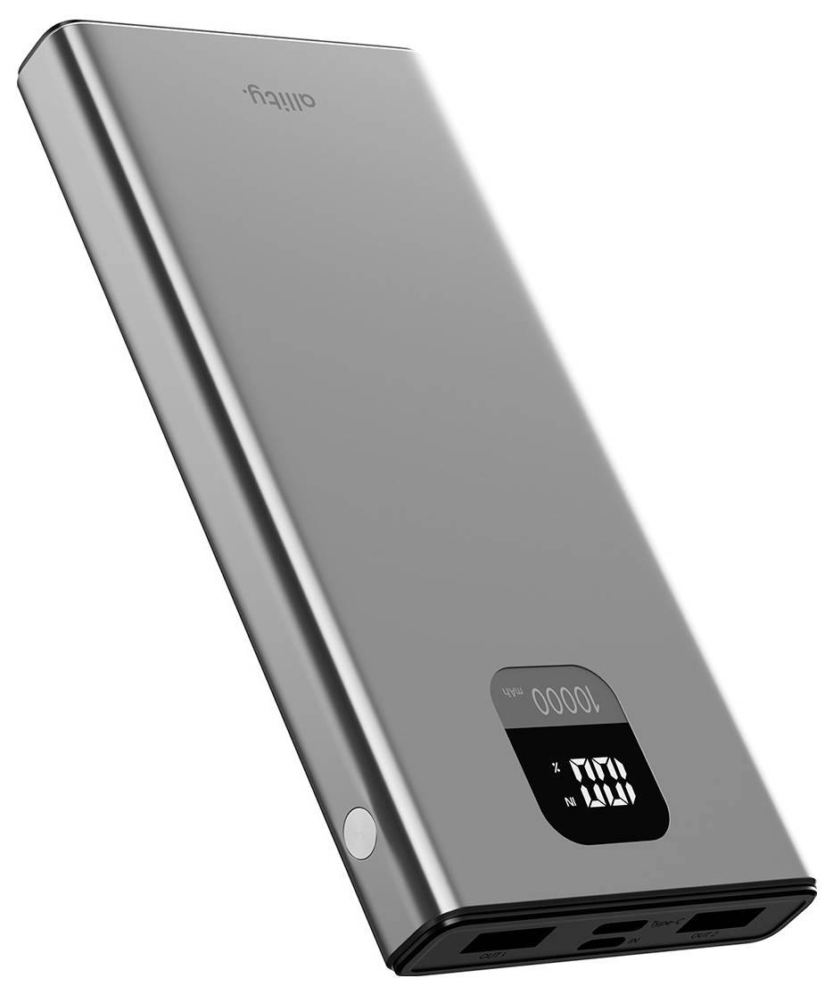 Allity APB-100 Powerbank (batterie supplémentaire) 10000 mAh Quick Charge, Power Delivery LiPo USB-C®, USB-A gris-2