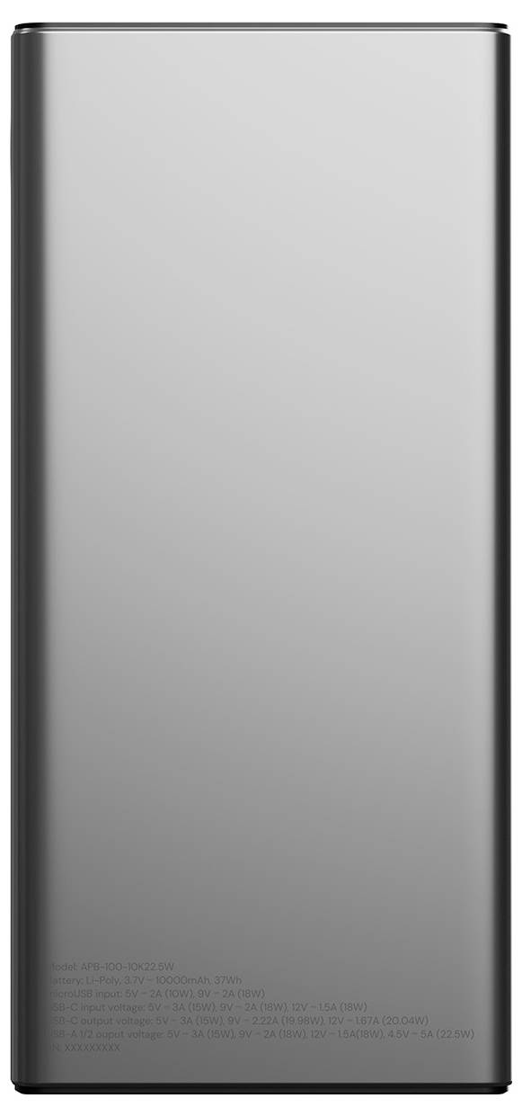 Allity APB-100 Powerbank (batterie supplémentaire) 10000 mAh Quick Charge, Power Delivery LiPo USB-C®, USB-A gris-4