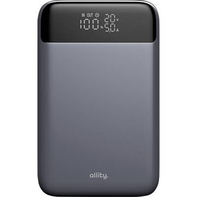 Allity APB-200 Powerbank (batterie supplémentaire) 10000 mAh Power Delivery, Quick Charge LiPo USB-A, USB-C® gris affich-0