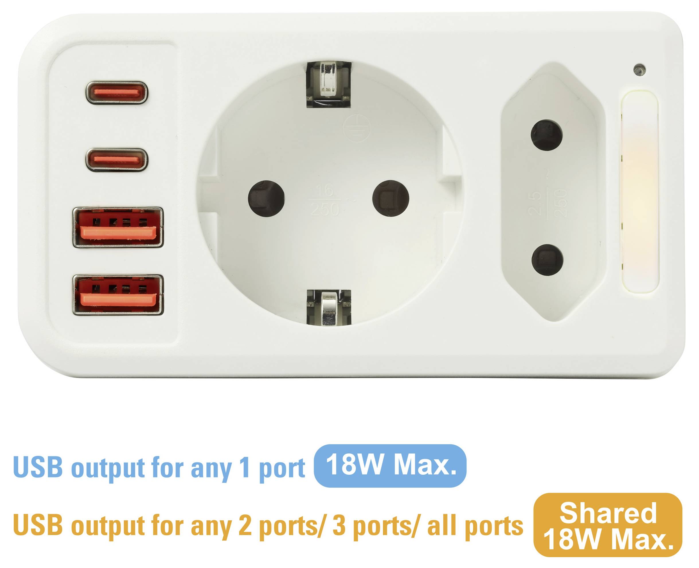 Sygonix SY-7542626 Prise intermédiaire avec USB 2 pôles blanc-6