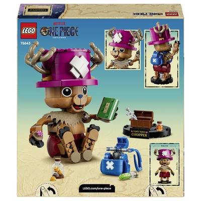 Boîte d'art LEGO Netflix One Piece Tony Tony Chopper affichant la figurine construite, les accessoires et les petites images de pose.