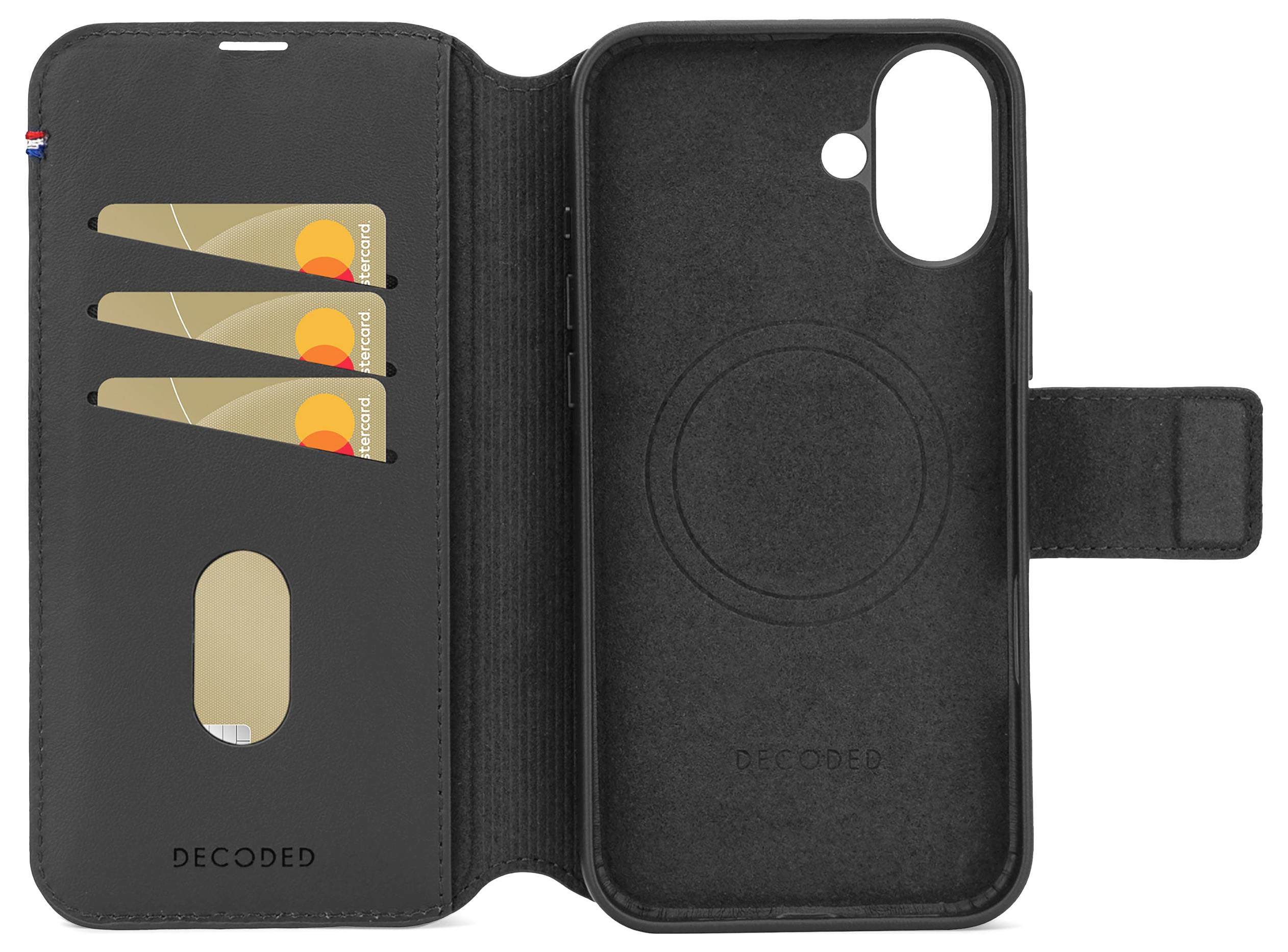 Decoded Decoded Leather Detachable Wallet iPhone Coque arrière iPhone 16 noir D25IPO16DW5BK-5