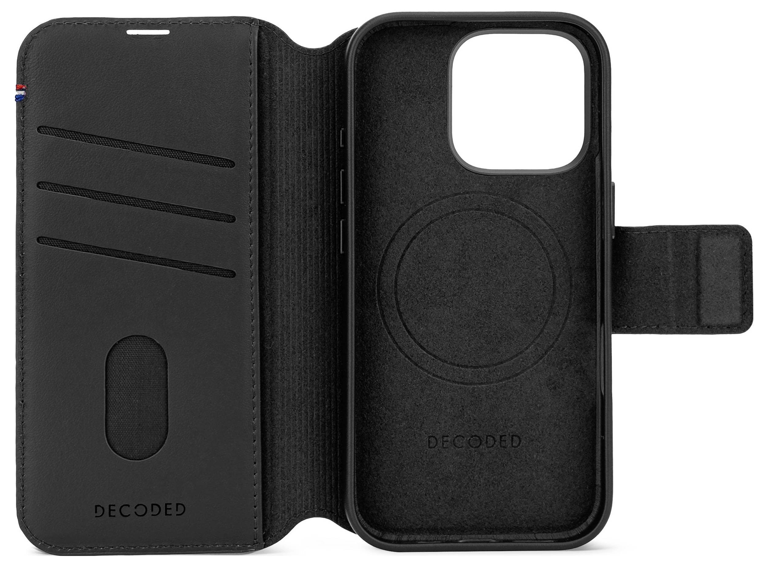 Decoded Decoded Leather Detachable Wallet iPhone Coque arrière iPhone 16 noir D25IPO16PDW5BK-4