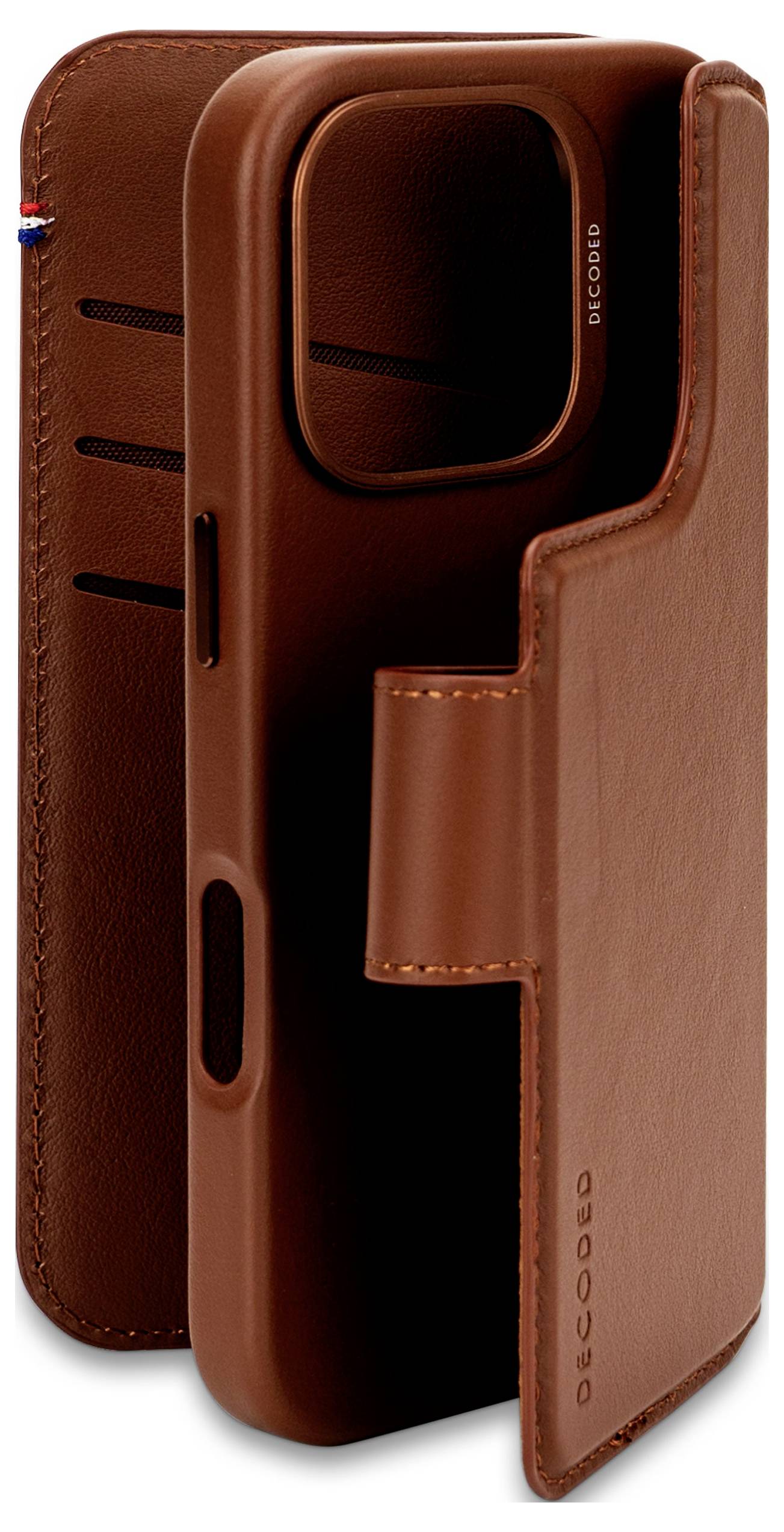Decoded Decoded Leather Detachable Wallet iPhone Coque arrière iPhone 16 Pro marron D25IPO16PDW5TN-1
