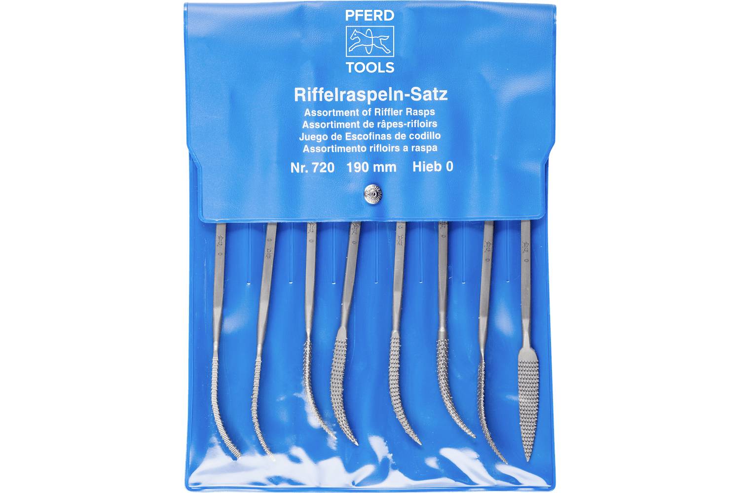 PFERD TOOLS 12707202 Jeu de limes à riffles de précision de CHEVAL Type 720 P 190mm Hauteur suisse 0, grossier Longueur -0