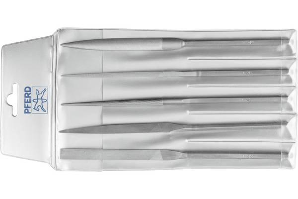 PFERD TOOLS 12732003 Jeu de limes de téléphone portable de précision de CHEVAL 5 pièces. Dans un sac en plastique de 215 mm taille suisse 1, moyen  Longueur 215 mm 1 set