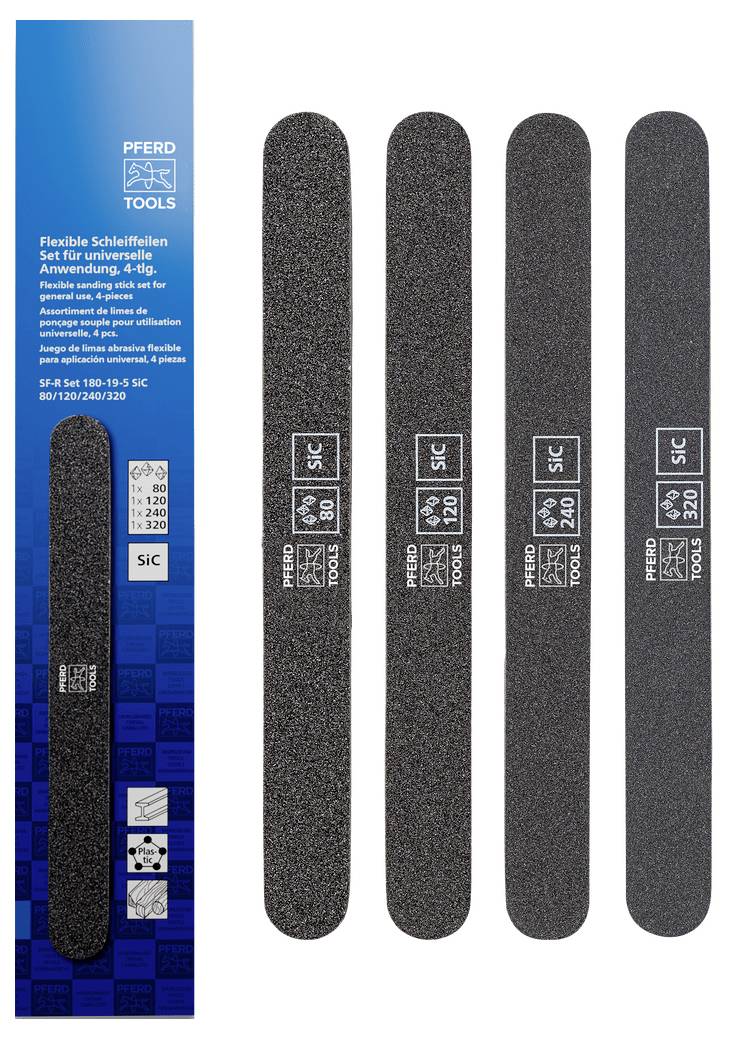 PFERD TOOLS 40110050 Jeu de boucles POUR CHEVAUX OUTILS 4tlg. SF-R 180x19x5mm SIC 80, 120 , 240, 320 pour affûtage et fi-1