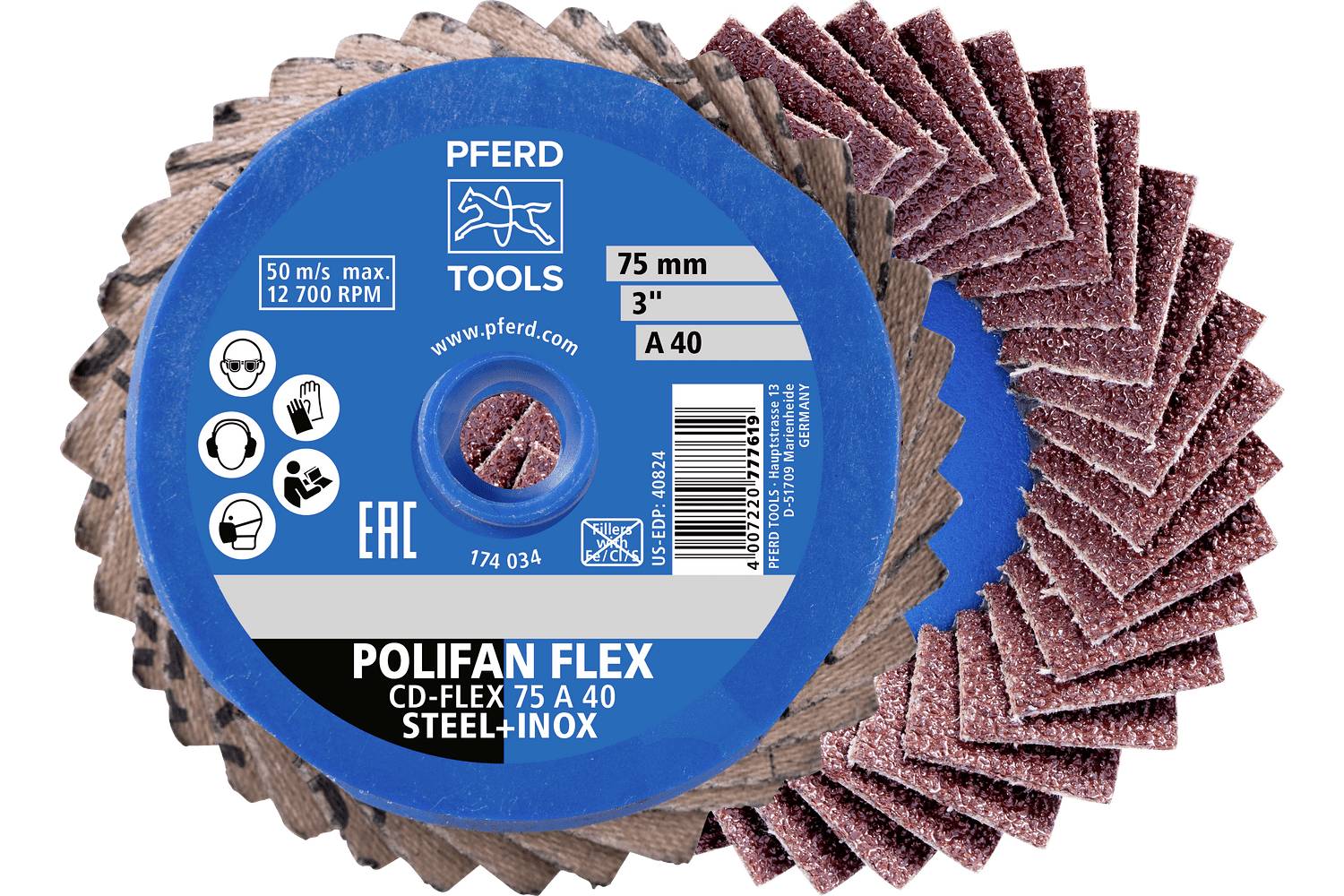 PFERD TOOLS 42719805 Set de disques abrasifs Diamètre 75 mm Grain=60 10 pc(s)-0