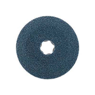 Disque ou meule abrasive noire avec un trou de montage central, montré en vue de face sur un fond blanc.